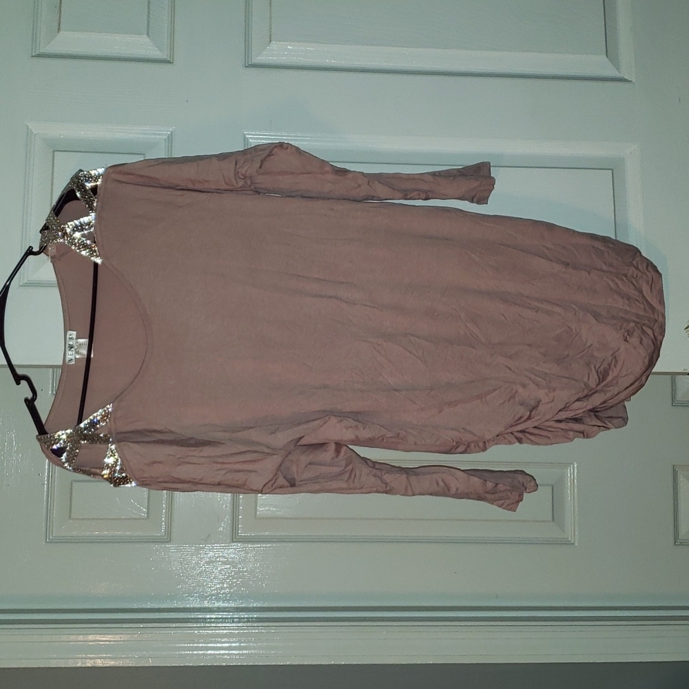 Venus cold shoulder sparkle neck top
